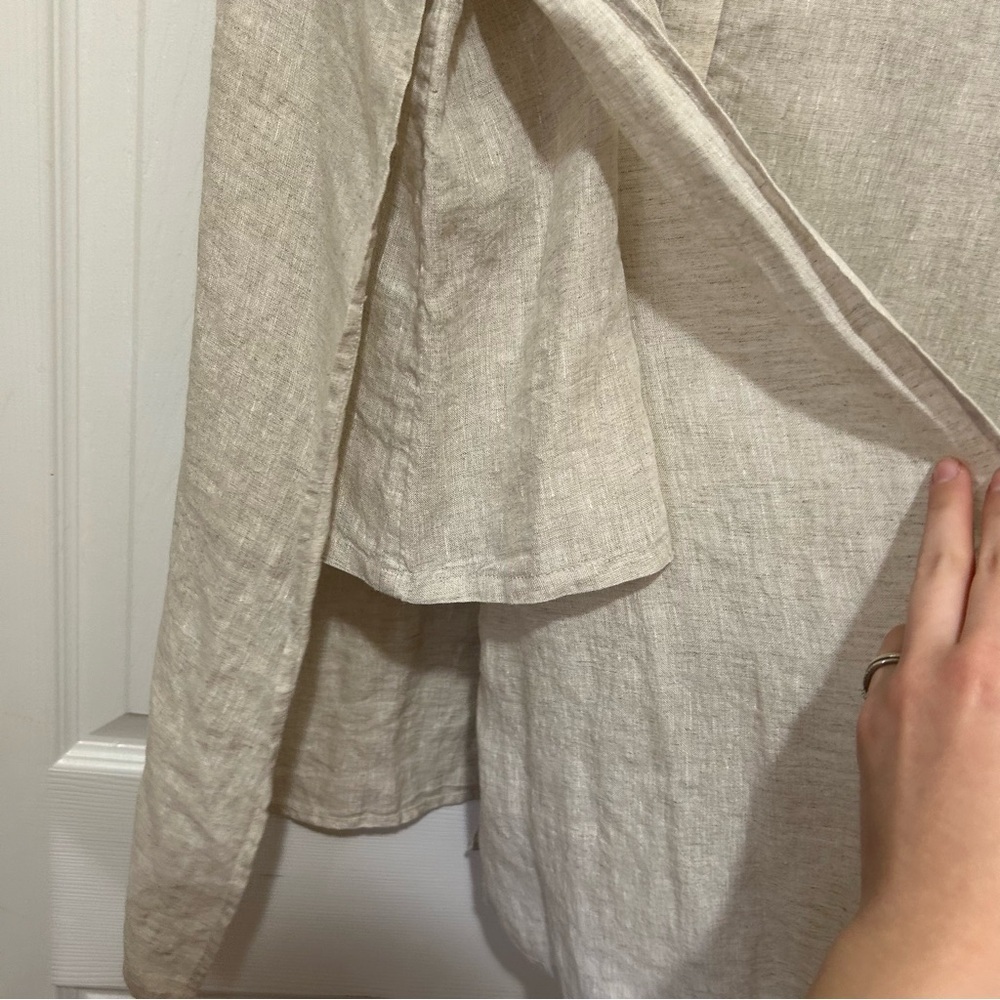Chico's Sleeveless Linen Tunic Light Beige Lagenlook Resortwear Beach Sz 4 (XXL) - Picture 6 of 9